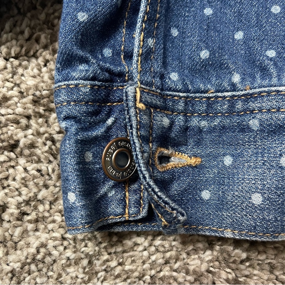 Kensie Jeans Polka Dot Cropped Raw Hem Denim Jacket Size S - Picture 8 of 13